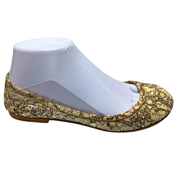 FRYE Carson Cream Silver Crackled Leather Ballet‎ Flats - Picture 6 of 12